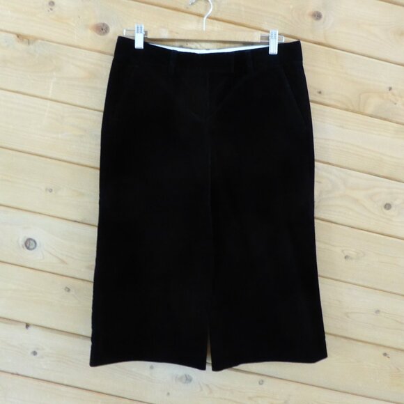 Theory Black Velvet Velour Knee Length Wide Leg Bermuda Pants Shorts Culottes 6 - Picture 8 of 11